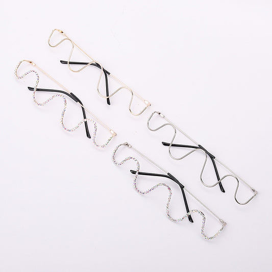 Handmade diamond half-rim glasses